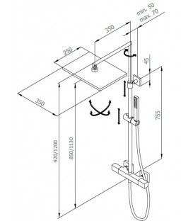 Colonne télescopique thermostatique douche KALA