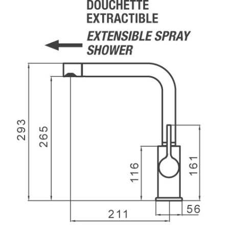 Mitigeur evier eternal douchette extractible bec FORMA