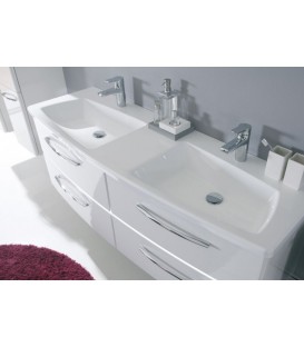 Meuble Suspendu Salle de Bain Tiva Double Vasque 150
