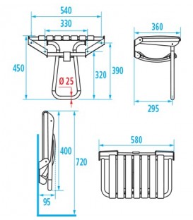 Siège de douche escamodable extra-large 