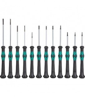 Kit tournevis WERA micro Electronicien Kraftform 12 pcs plat,cruciforme,clé Allen