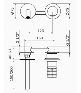 Mitigeur Lavabo Encastrable AURA (bec 150 mm)