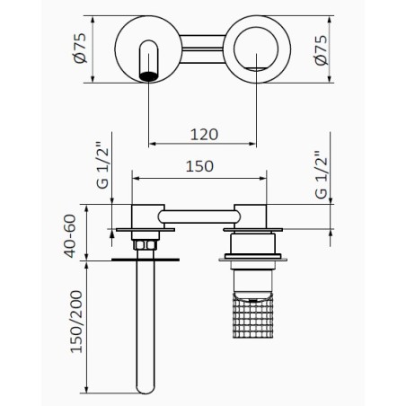 Mitigeur Lavabo Encastrable AURA (bec 150 mm)