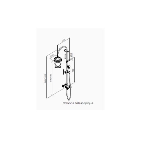 Douche mélangeur avec colonne télescopique classique finiton noir