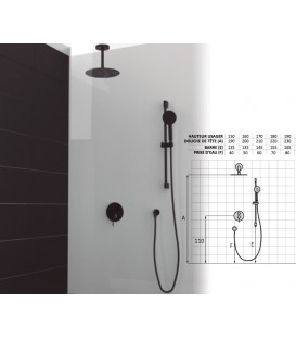 Set de douche mitigeur 3 voies  finition noir