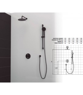 Set de douche mitigeur 2 voies finition noir