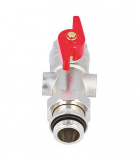 Robinet a boisseau spherique droit laiton DN25 poignee pap bleu prise pr thermometre