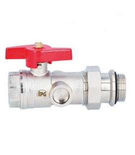 Robinet a boisseau spherique droit laiton DN32 poignee pap rouge prise pr thermometre
