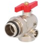 Robinet a boisseau spherique equerre laiton DN32 poig pap rouge prise pr thermometre Robinet a boisseau spherique equerre laiton DN32 poig pap rouge prise pr thermometre