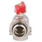 Robinet a boisseau spherique equerre laiton DN32 poig pap rouge prise pr thermometre Robinet a boisseau spherique equerre laiton DN32 poig pap rouge prise pr thermometre