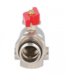 Robinet a boisseau spherique equerre laiton DN25 poignee pap bleu prise pr thermometre