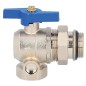 Robinet a boisseau spherique equerre laiton DN25 poignee pap bleu prise pr thermometre Robinet a boisseau spherique equerre laiton DN25 poignee pap bleu prise pr thermometre
