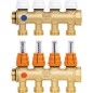 Repartiteur de chauffage laiton 4 circuits avec debitmetre DN25 extensible Repartiteur de chauffage laiton 4 circuits avec debitmetre DN25 extensible