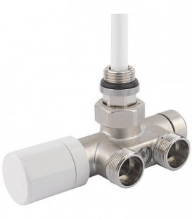 Robinet thermostatique 1 point DN15 (1/2")xDN 20(3/4") bi-tube forme angle nickelé