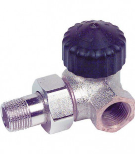 Soupape thermostatique Heimeier bronze nickele R 1/2" équerre branchement a gauche
