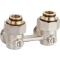 Raccord double de robinet a bille systeme bitube fil fem 3/4" forme angle avec eurocone