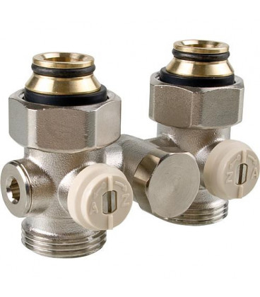 Raccord double de robinet a bille systeme monotube fil fem 3/4" bypass passage avec eurocone