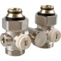 Raccord double de robinet a bille systeme monotube fil fem 3/4" bypass passage avec eurocone