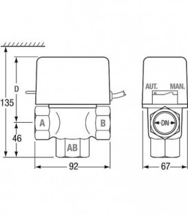 Vanne 3 voies SF DN 25, KVS 12,6 230V
