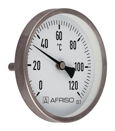 Thermometre inox, 0-120°C 1/2", 80 mm, tube de protection 150mm Thermometre inox, 0-120°C 1/2", 80 mm, tube de protection 150mm