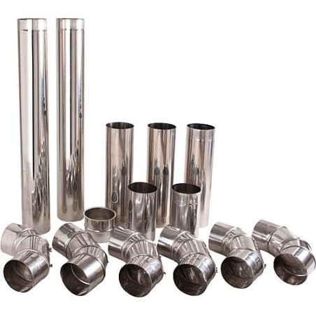Kit tubes de gaz d'echappement inox 130 mm avec chemisage mural