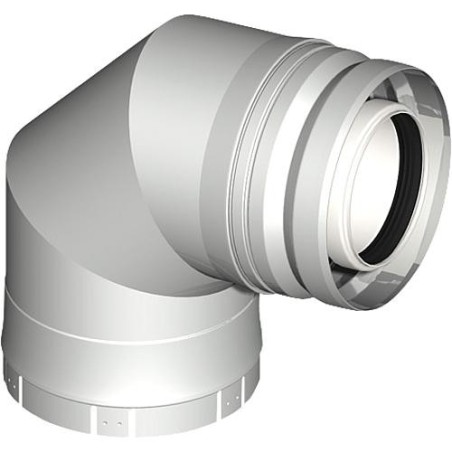 Systeme gaz echappement plastique Coude 87°, bande de serrage DN 80/125