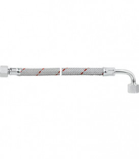 Flexible de bruleur fioul avec ecrou-raccord 3/8" et coude 90 R 1/4" ecrou-raccord 1250 mm