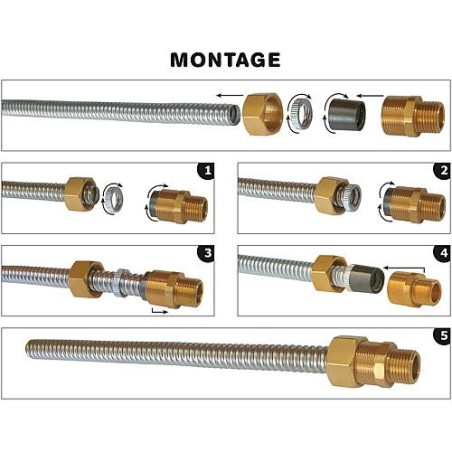 Joint conique de rechange graphite pour raccord de tube à spirale DN20