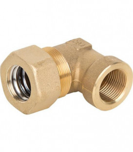 Raccord a vis pour tuyau spiralé Dn15x1/2" coude femelle, laiton, avec joint HT graphite