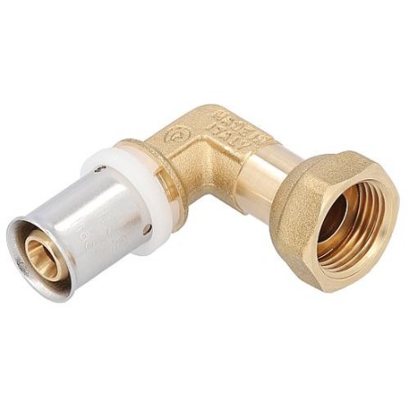 Raccord a sertir pour multicouche contour TH, coude a presser + ecrou, 16x2 - 1/2" fem