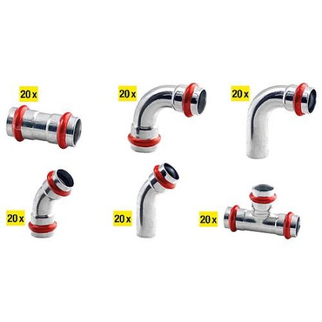 Raccord a sertir C-acier - paquet diam. 22mm contour V