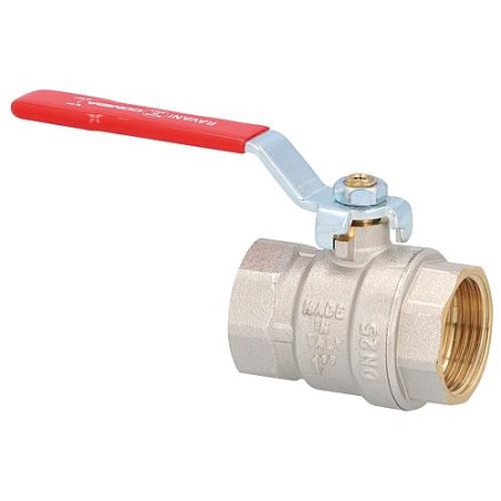 Robinet a boisseau spherique laiton DN25(1") fem/fem avec lever man. acier rouge, PN35