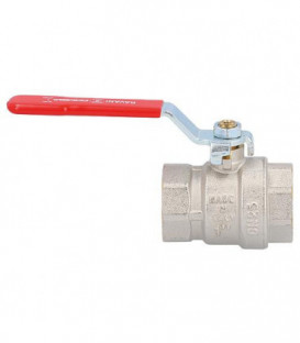 Robinet a boisseau spherique laiton DN25(1") fem/fem avec lever man. acier rouge, PN35