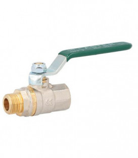 Robinet spherique laiton ASTER male/fem 1 1/4" certifie DVGW avec levier en acier vert