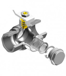 Robinet a boisseau, filtant 1 1/4" PN 16. avec filtre inox type 514