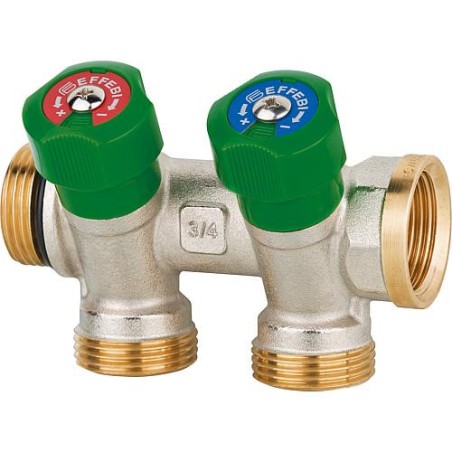 Collecteur sanitaire 2 departs DN15 (1/2"), PN16 joint plat