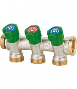 Collecteur sanitaire 4 departs DN15 (1/2"), PN16 joint plat