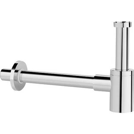 Siphon bouteille Design inox chrome, version courte DN32 (1 1/4") x 32