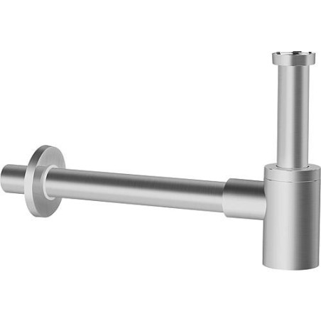 Siphon bouteille Design inox satiné, DN32 (1 1/4") x 32 version courte