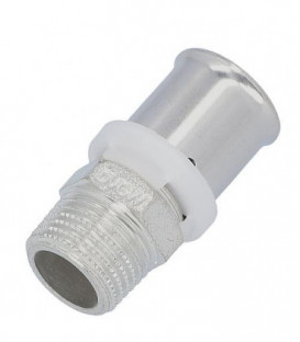 Raccord a sertir pour tube multicouche, transition male, etame, 20x2mm - 3/4"