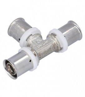Raccord a sertir pour tube multicouche, piece T, etame 20x2mm