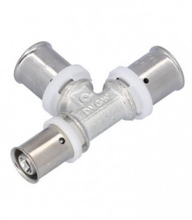 Raccord a sertir pour tube multicouche, piece T reduite, etame, 32x3 - 32x3 - 20x2mm