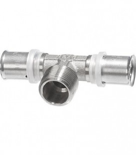 Raccord a sertir pour tube multicouche, piece T male, etame, 26x3 - 1" - 26x3mm