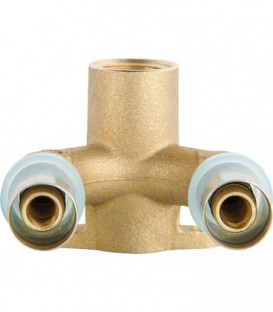 Raccord a sertir EVENES p. tube multic., coude mural, contour TH double, 20x2mm-1/2"-20x2mm