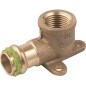 Rac. a sertir bronze contour V Coude pour plafond avec bride a 3 trous, P 4471 G 22x3/4