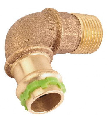 Raccord a sertir bronze, Contour V, a visser 90° male Type P4001G, 18x1/2