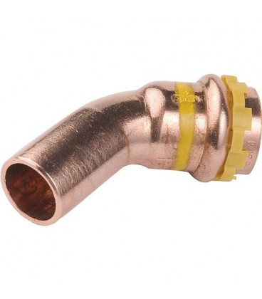 Raccord à sertir en cuivre gaz coude 45° fem/mâle, diam. 54 mm PG 5040 Gaz, contour V
