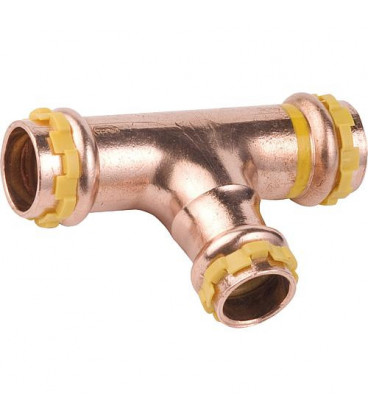 Raccord a sertir en cuivre gaz T reduit 35x28x35 PG 5130 Gaz contour V