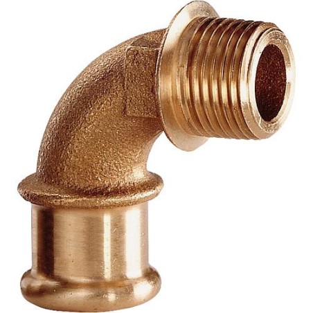 Raccord a sertir en bronze Coude 90° fem/mâle 22x3/4" male Type 6092g WG907 contour M