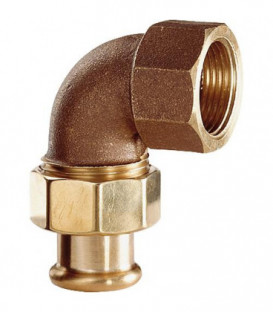 Raccord a sertir en bronze Raccord a vis coude fem/fem 28x1" Type 6096g contour M